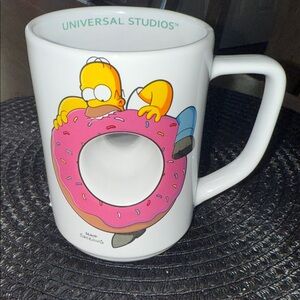 Universal White Mug with Pink Donut and Cartoon Character